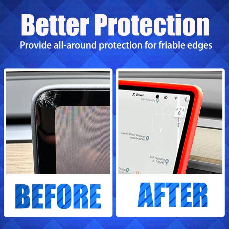 Yeapop 2Pcs Silicone Protector Frames of Screen and Rear View Mirror for Tesla Model 3 2017-2023 and Model Y 2019-Feb.2025. (Red) - Image 3